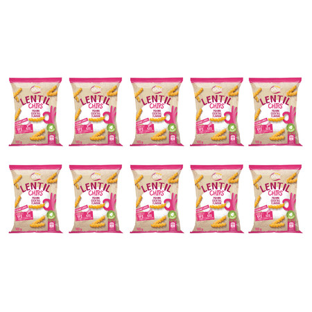 Zestaw 10x Chipsy z czerwonej soczewicy o smaku koktajlowych krewetek 100g