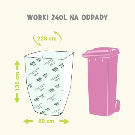 GreenAware, Kompostowalne worki na śmieci 240 L, 3 szt.