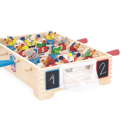 Janod Gra zręcznościowa drewniana Mini hokej Applepop 3+