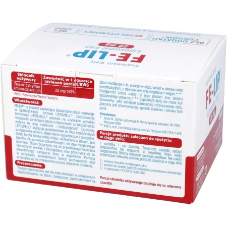 Ascolip Liposomalne Żelazo 20 mg FE-LIP 30 sasz.
