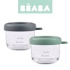 Beaba Zestaw pojemników słoiczków szklanych z zamknięciem 2 x 150 ml Mineral/Sage green