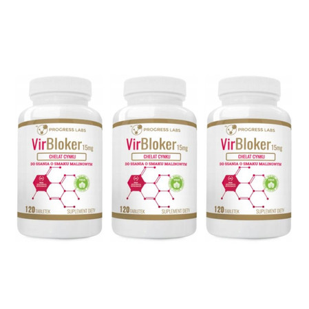 Zestaw: 3x Progress Labs Cynk Do Ssania 15Mg 120 Tabl.