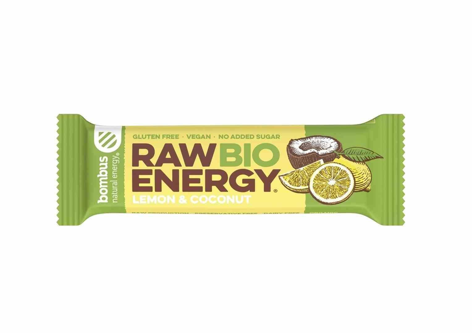 Bombus − Raw Energy, baton cytryna-kokos bezgl. BIO − 50 g