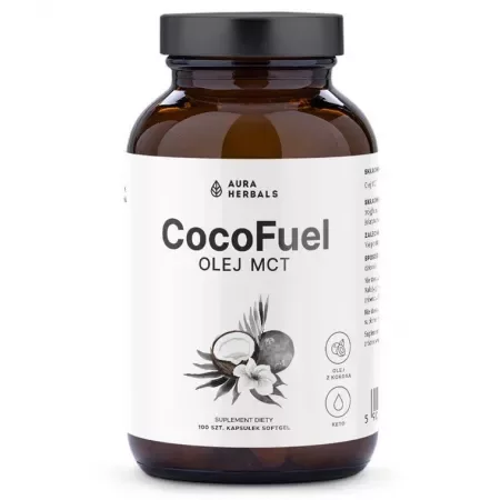  Aura Herbals Coco Fuel, Olej MCT 2000 mg wsparcie odchudzania, 100 kaps.
