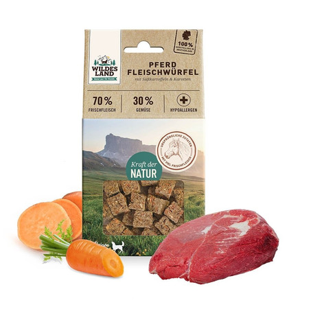 WILDES LAND DOG Fleischwürfel Pferd - kostki z mięsa koniny - przysmaki dla psów (100g)