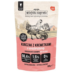 Wiejska Zagroda Kurczak z krewetkami i walerianą - mokra karma dla kota - 100g