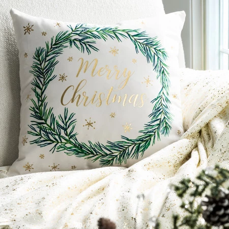 Poszewka świąteczna 45x45 cm – welwetowa ze świątecznym nadrukiem