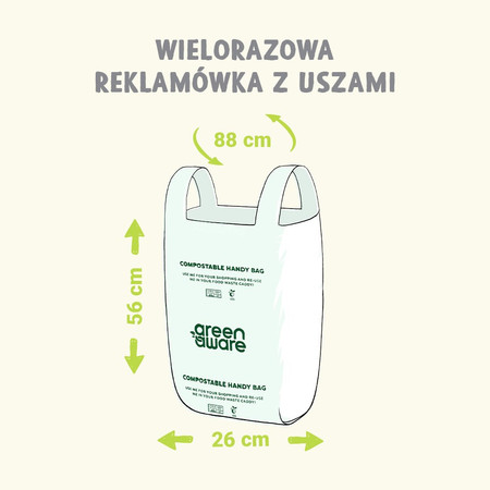 GreenAware, Kompostowalne reklamówki wielokrotnego użytku 30 L, 10 szt.