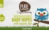 Pure Beginnings Organic Baby, Biodegradowalne chusteczki nawilżane z organicznym aloesem, 64szt.
