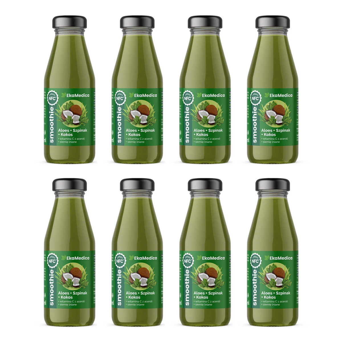 Zestaw 8x EkaMedica Smoothie aloes-szpinak-kokos 250ml - Nabea.pl