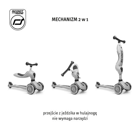 SCOOTANDRIDE Highwaykick 1 Lifestyle 2w1 Jeździk i hulajnoga z zamykanym schowkiem 1-5 lat Green Lines