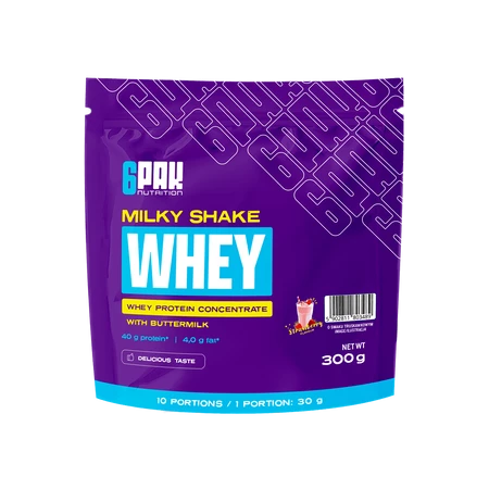 6PAK MILKY SHAKE WHEY odżywka białkowa WPC 300 g smak truskawka