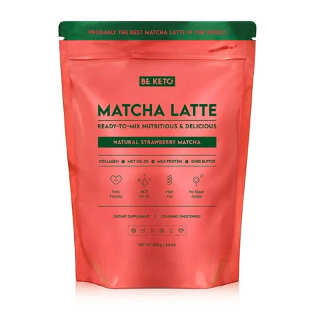 Be Keto Matcha Latte (Olej MCT C8 & Kolagen & Ghee) – Naturalna Truskawka 250g