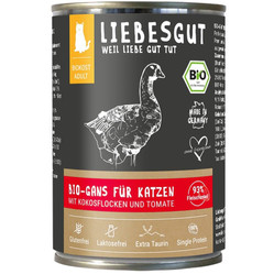 LIEBESGUT BIO GANS - gęś z płatkami kokosowym i pomidorami ekologiczna mokra karma dla kota (400g)