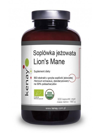 KENAY EKO Soplówka Jeżowata Lion’s Mane na wsparcie pamięci, koncentracji i funkcji poznawczych 300 kaps.