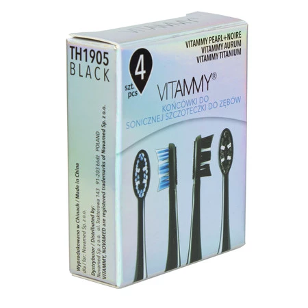 VITAMMY Pearl+ Noire Czarne końcówki do szczoteczek 4 szt