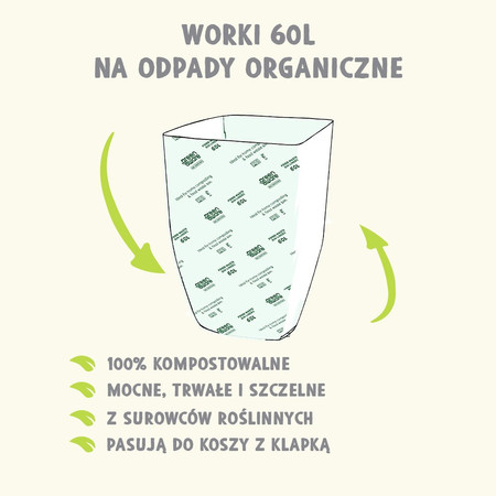 GreenAware, Kompostowalne worki na śmieci 60 L, 5 szt.
