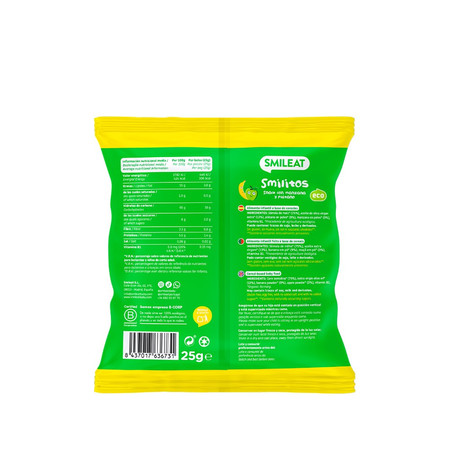 Smileat, BIO Smilitos, Chrupki kukurydziane o smaku jabłka i banana 8m+, 25g