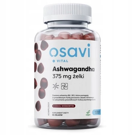 Osavi Ashwagandha 375mg Gummies, smak wiśniowy - 90 żelek