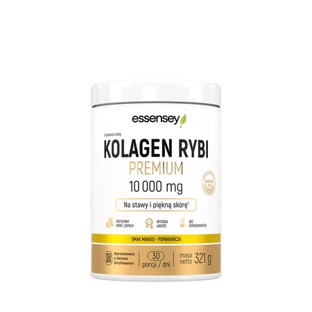  Essensey Kolagen Rybi Premium 10 000mg - 321g smak mango - pomarańcza