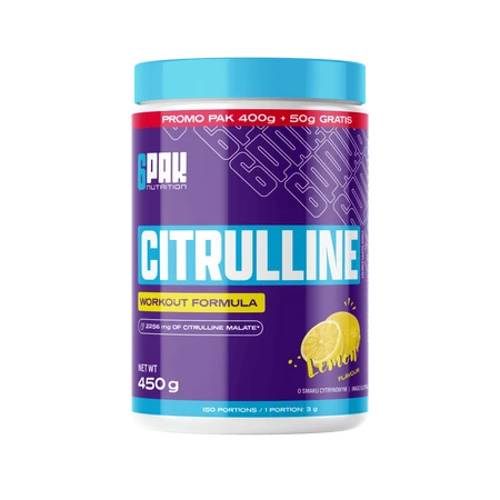 6PAK Citrulline L-Cytrulina Jabłczan Przedtreningówka 450 g smak Lemon