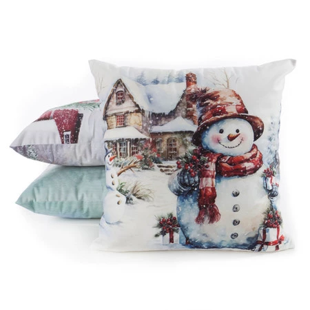 Welwetowa poszewka dekoracyjna z ozdobnym światecznym nadrukiem szerokość: 45 cm, długość: 45 cm, kolor: biały