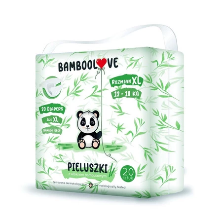 BambooLove - pieluszki jednorazowe z włóknem bambusowym rozm. XL (12-18 kg) 20szt