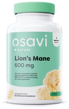 Osavi Lion’s Mane Ekstrakt z owocników soplówki jeżowatej, 600mg - 60 kaps. vegan