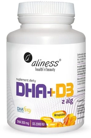 Aliness Omega DHA 300 mg z alg + D3 2000IU x 60 caps