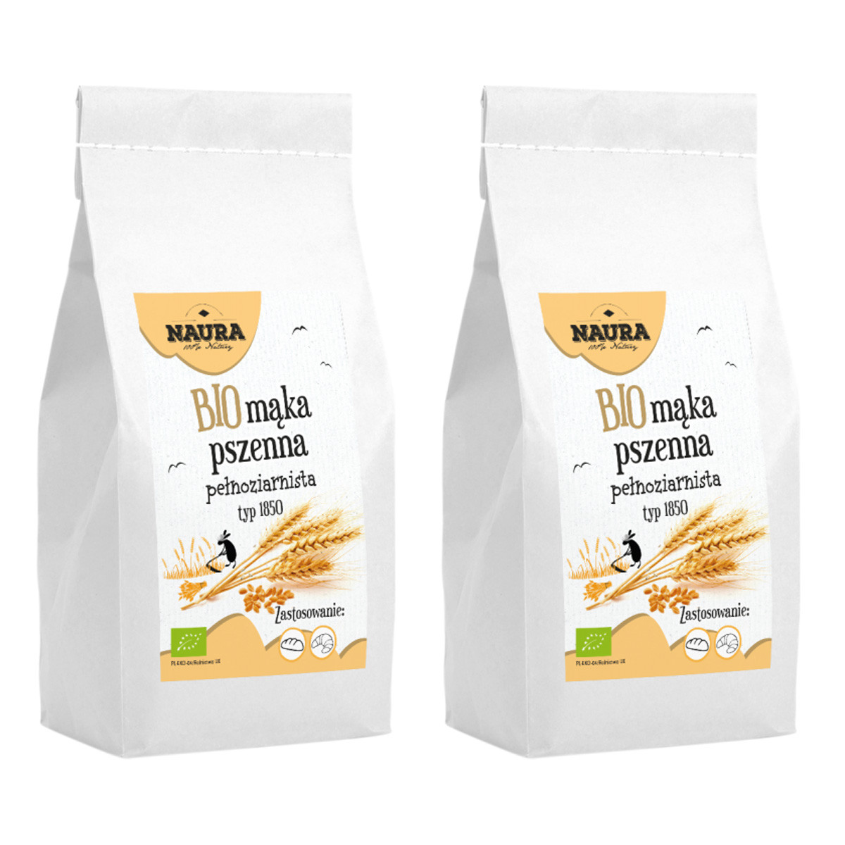 Zestaw 2x Mąka pszenna pełnoziarnista typ 1850 BIO 1 kg - Nabea.pl