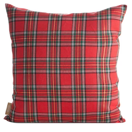 Poszewka świąteczna 45x45 cm – w kratę z haftem Gwiazdy Betlejemskiej