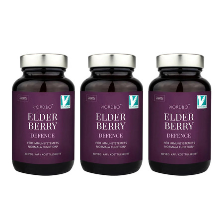 Zestaw: 3x Nordbo Elderberry Defence wsparcie odporności 60 kaps.