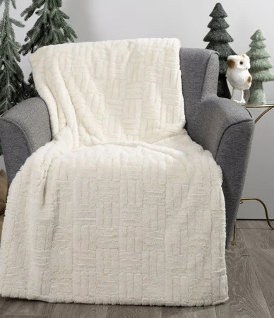 Koc dekoracyjny świąteczny rozm.: 150 x 200 cm, kolor: kremowy