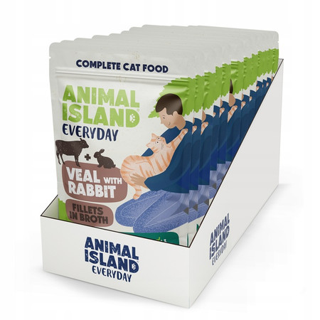 Animal Island Karma Mokra dla Kota Cielęcina z Królikiem w Rosole 12 x 85 g