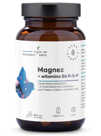 Aura Herbals Magnez + witamina  B6 P-5-P  60 szt