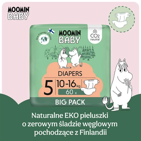 MOOMIN Baby, Pieluszki 5 MAXI (10-16kg), 60 szt. EKO BIG PACK