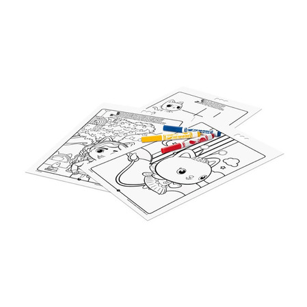 Crayola Kolorowanka dla dzieci z łamigłówkami i flamastrami Koci Domek Gabi 3+