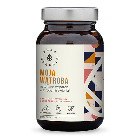  Aura Herbals − Moja wątroba, karczoch + ostropest + kurkuma − 60 kaps.