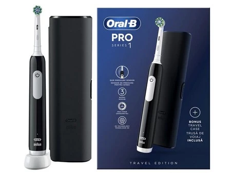 ORAL-B BRAUN SZCZOTECZKA ELEKTRYCZNA PRO1 BLACK + ETUI D305.513.3X (1x rączka, 1x etui, 1x koń., ładowarka)