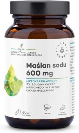 AURA HERBALS Maślan sodu mikrokapsułkowany 600mg, 90 kaps.