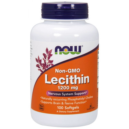 Now Foods Lecithin Lecytyna 1200mg na wsparcie pracy mózgu 100 kaps.