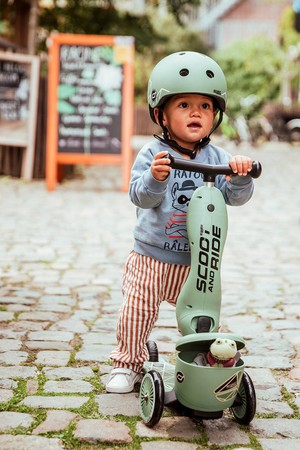 SCOOTANDRIDE Highwaykick 1 Lifestyle 2w1 Jeździk i hulajnoga z zamykanym schowkiem 1-5 lat Green Lines