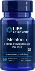 Life Extension − Melatonin 750 mcg 6 Hour Time Release − 60 tabl.