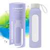 Wessper Butelka na wodę szklana motywacyjna z miarką BOROSILICATE lawendowa 500 ml