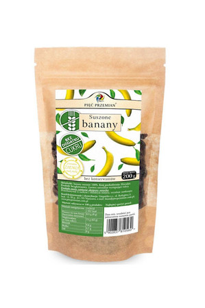 Zestaw: 5x Pięć Przemian − Banany suszone bez cukru − 200 g