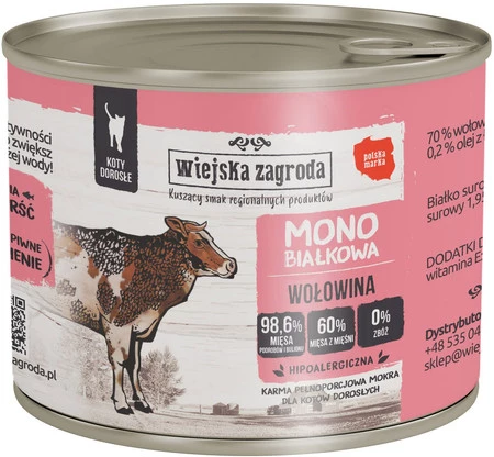 WIEJSKA ZAGRODA Kot Monobiałkowa Wołowina 200g
