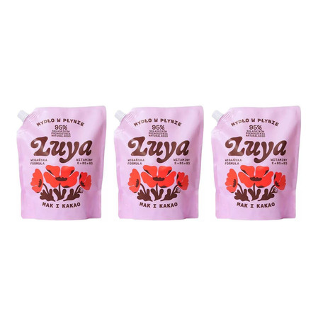 Zestaw: 3x Luya - Mydło do rąk w płynie Mak i Kakao Refill 800ml