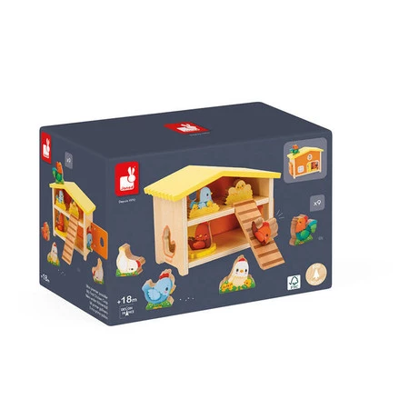 Janod Drewniany domek Farma Mój pierwszy kurnik 18 m+