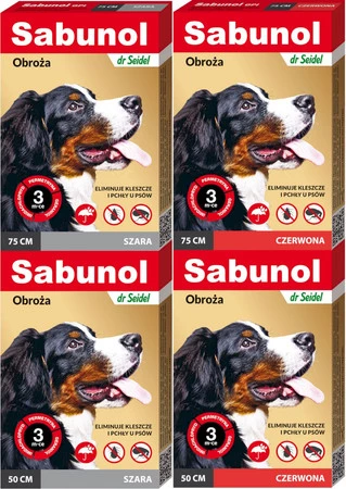 SABUNOL OBROŻA CZERWONA na pchły i kleszcze 50cm dla psa