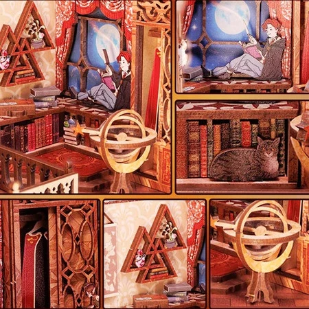 Habarri Book Nook DIY Pokój Wspólny Szkoły Magii